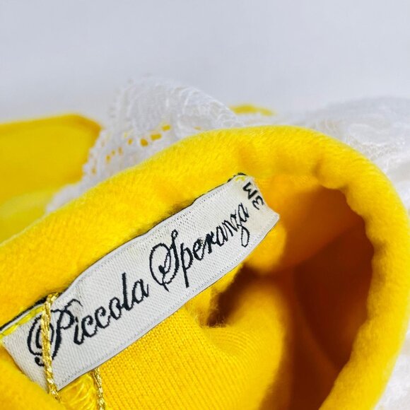 NWT Piccola Speranza Marigold Yellow Lace Ruffle Collar Bubble Romper Outfit 3m - Picture 4 of 11